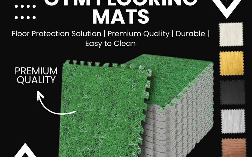 SG Traders gym flooring mats with grass texture, durable and premium quality floor protection