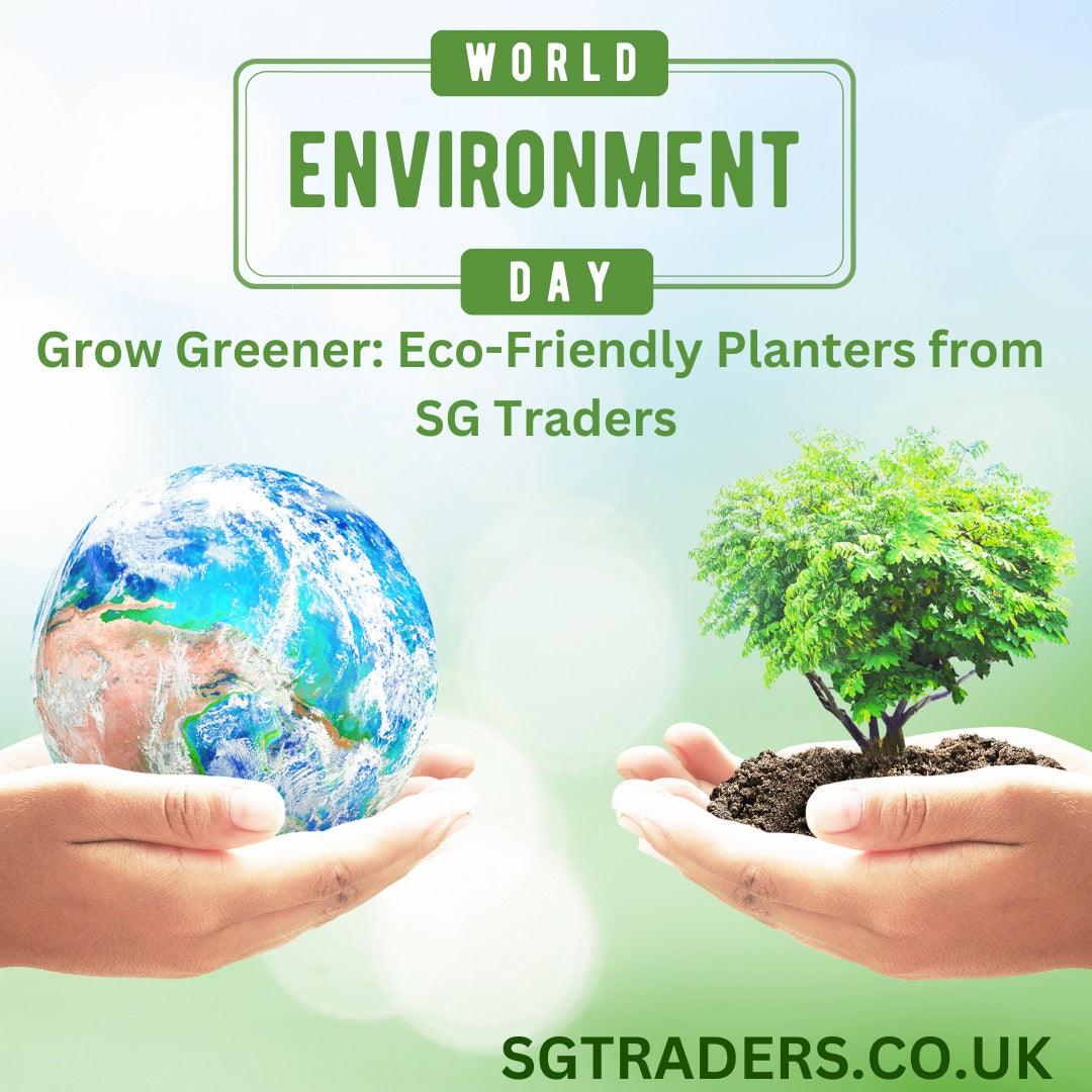 Hands holding Earth and a small tree in soil, promoting World Environment Day eco-friendly planters