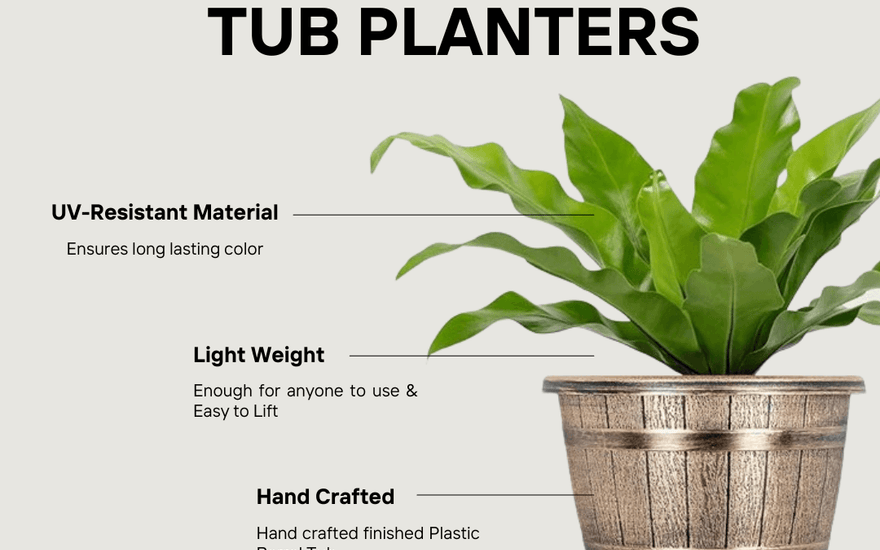 Elevate Your Garden with SG Traders' Round Plastic Barrel Tub Planters - SGTraders