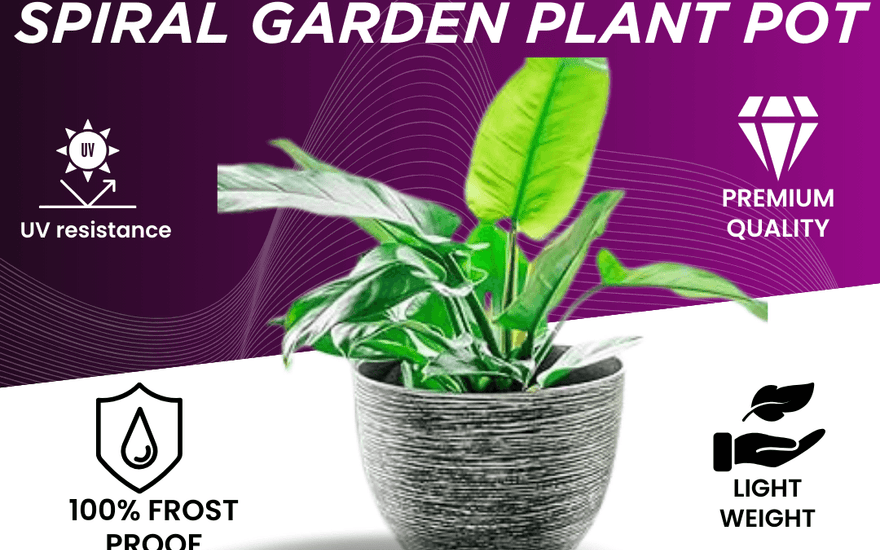 Discover the elegance and versatility of the SG Traders™ Silver 41cm Large Round Plastic Spiral Garden Plant Pot 🌿✨ - SGTraders