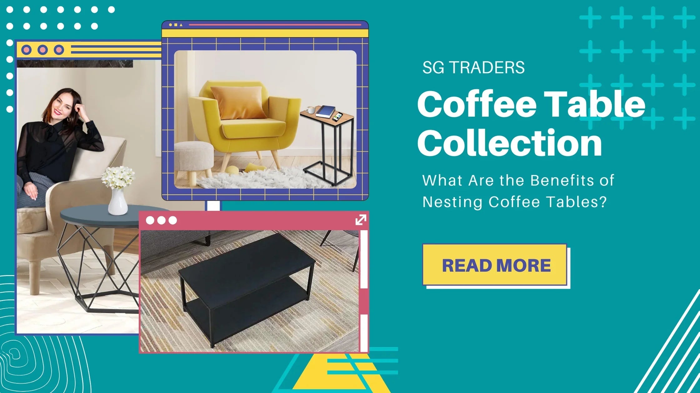 Modern coffee table collection with round and rectangular designs in stylish living rooms