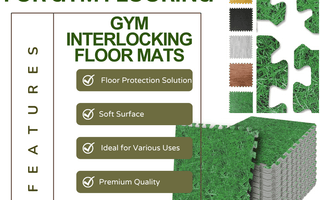 EVA foam mats for gym flooring with interlocking green grass pattern and multiple color options