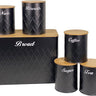 SG Traders ™  6 Pc Bread Bin Set with Airtight Bamboo Lids - - 