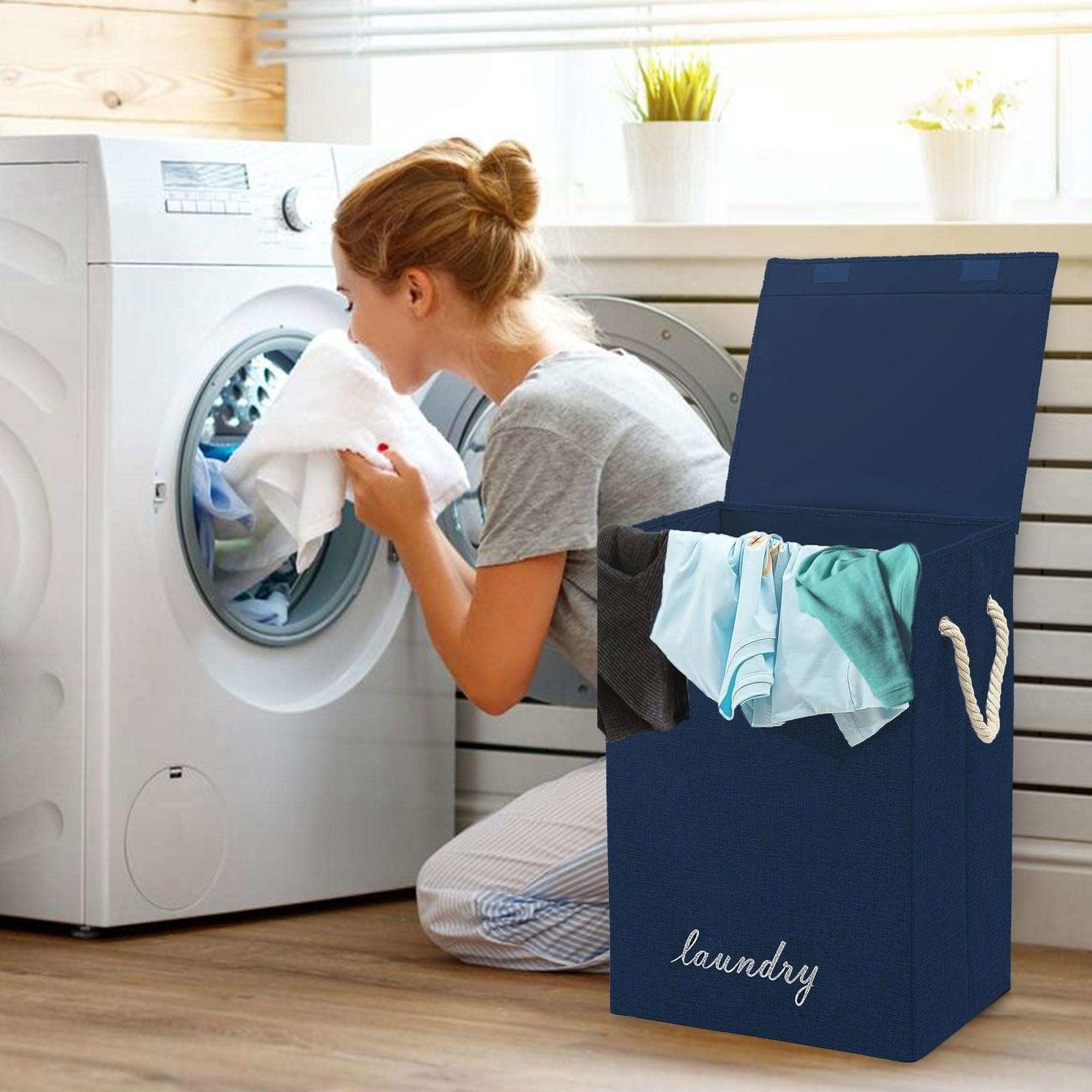 SG Traders ™ 90L Collapsible Laundry Basket with Lid - - 