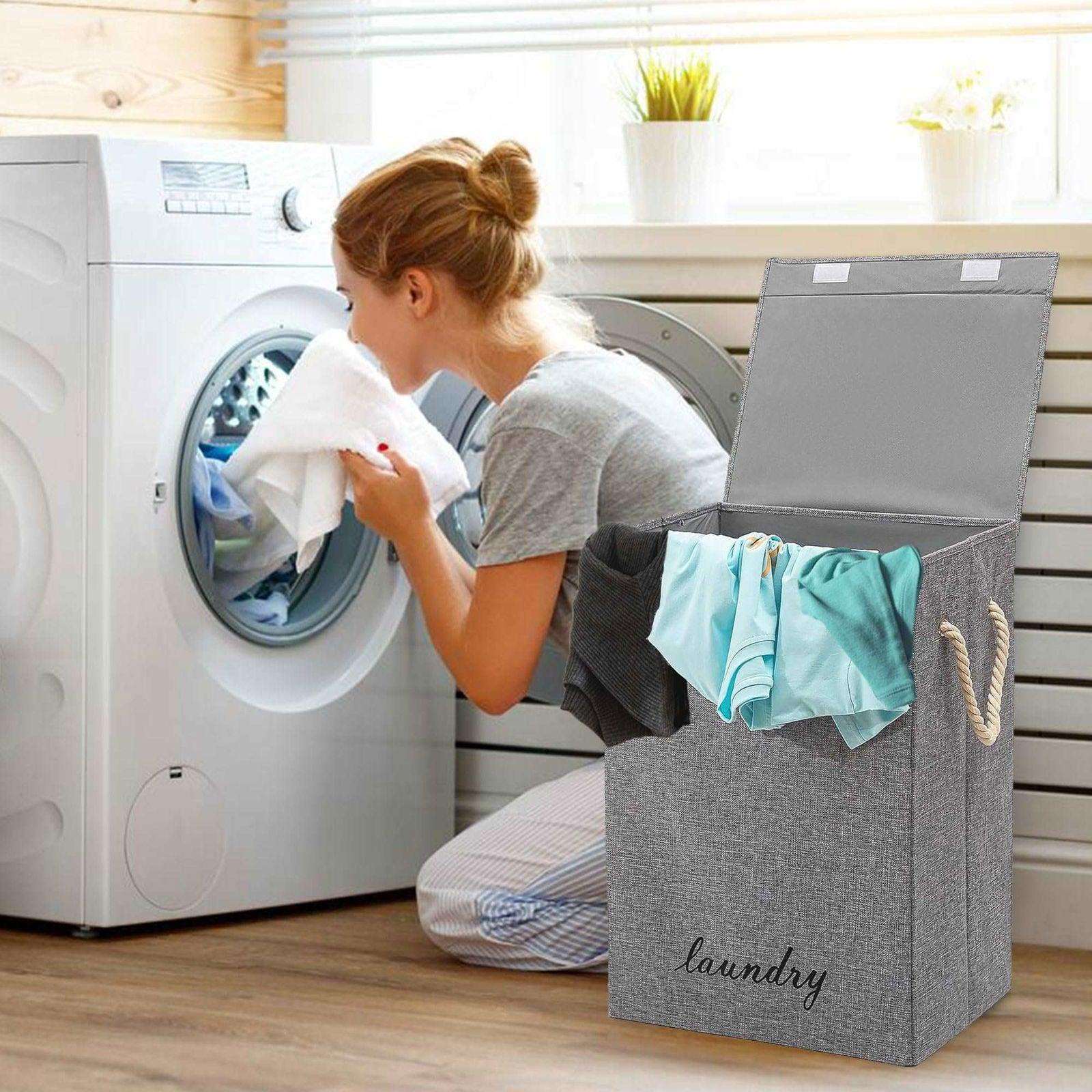 SG Traders ™ 90L Collapsible Laundry Basket with Lid - - 