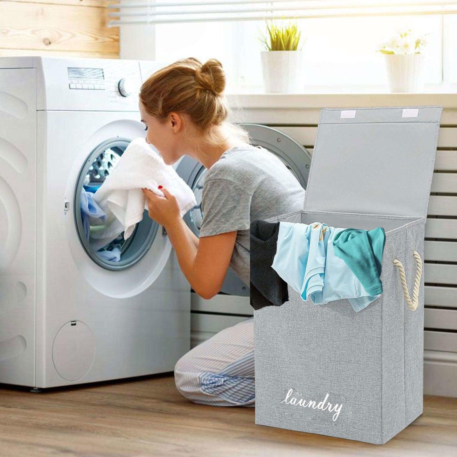 SG Traders ™ 90L Collapsible Laundry Basket with Lid - - 