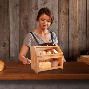 SG Traders™ Bamboo Bread Bin 