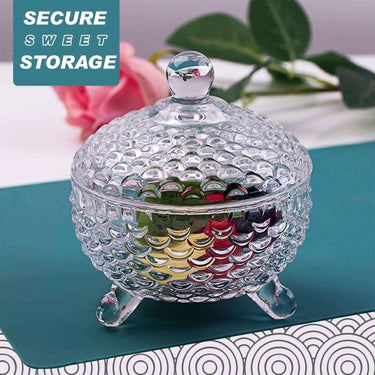 SG Traders ™ Crystal Glass Candy Jar with Lid - - 