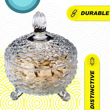 SG Traders ™ Crystal Glass Candy Jar with Lid - - 