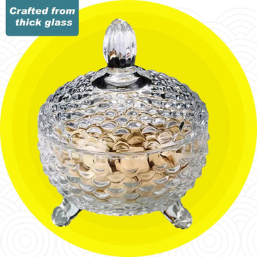 SG Traders ™ Crystal Glass Candy Jar with Lid - - 
