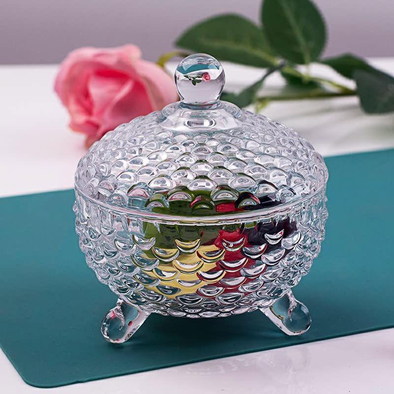 SG Traders ™ Crystal Glass Candy Jar with Lid - - 