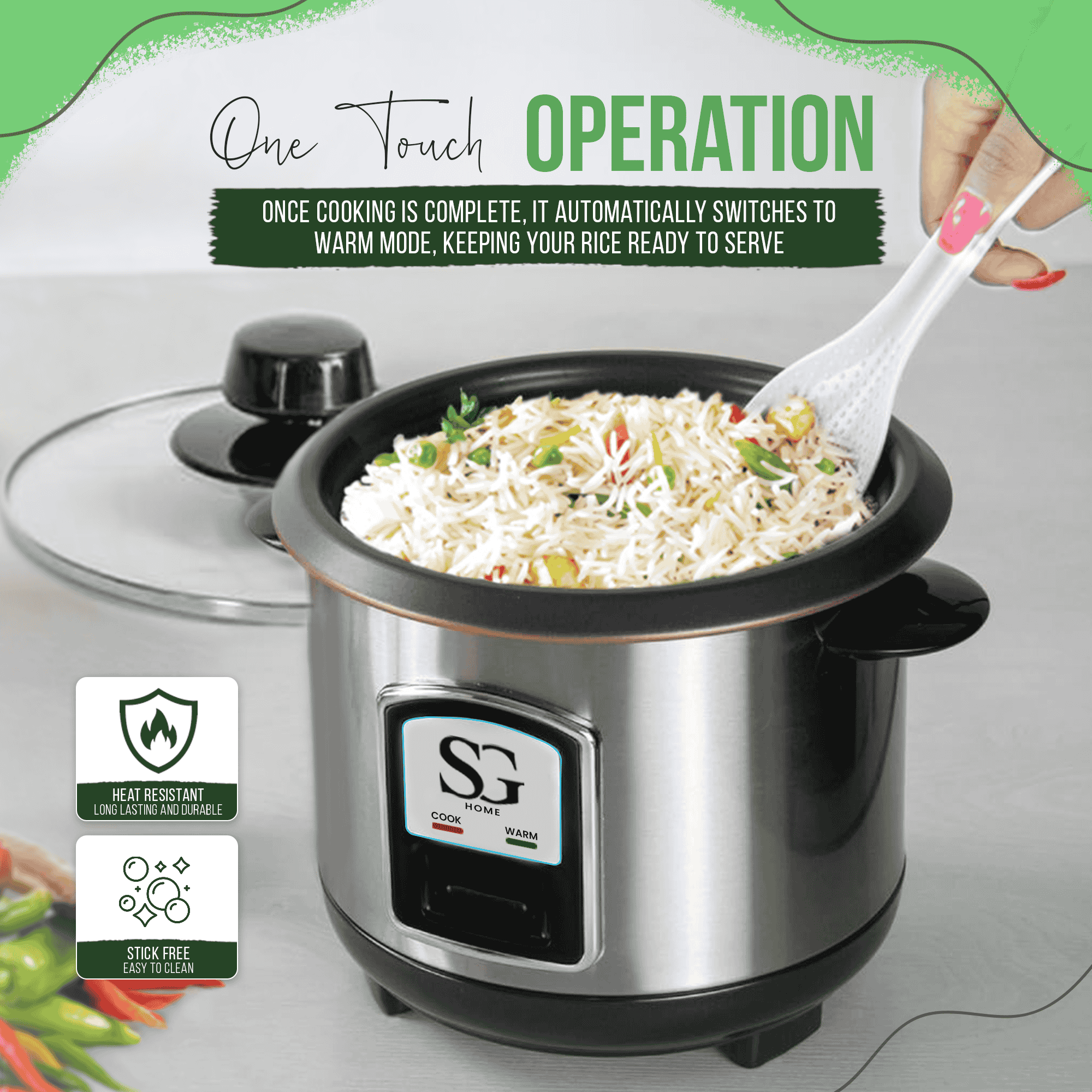 SG Traders Electric Rice Cooker with Steamer Warmer