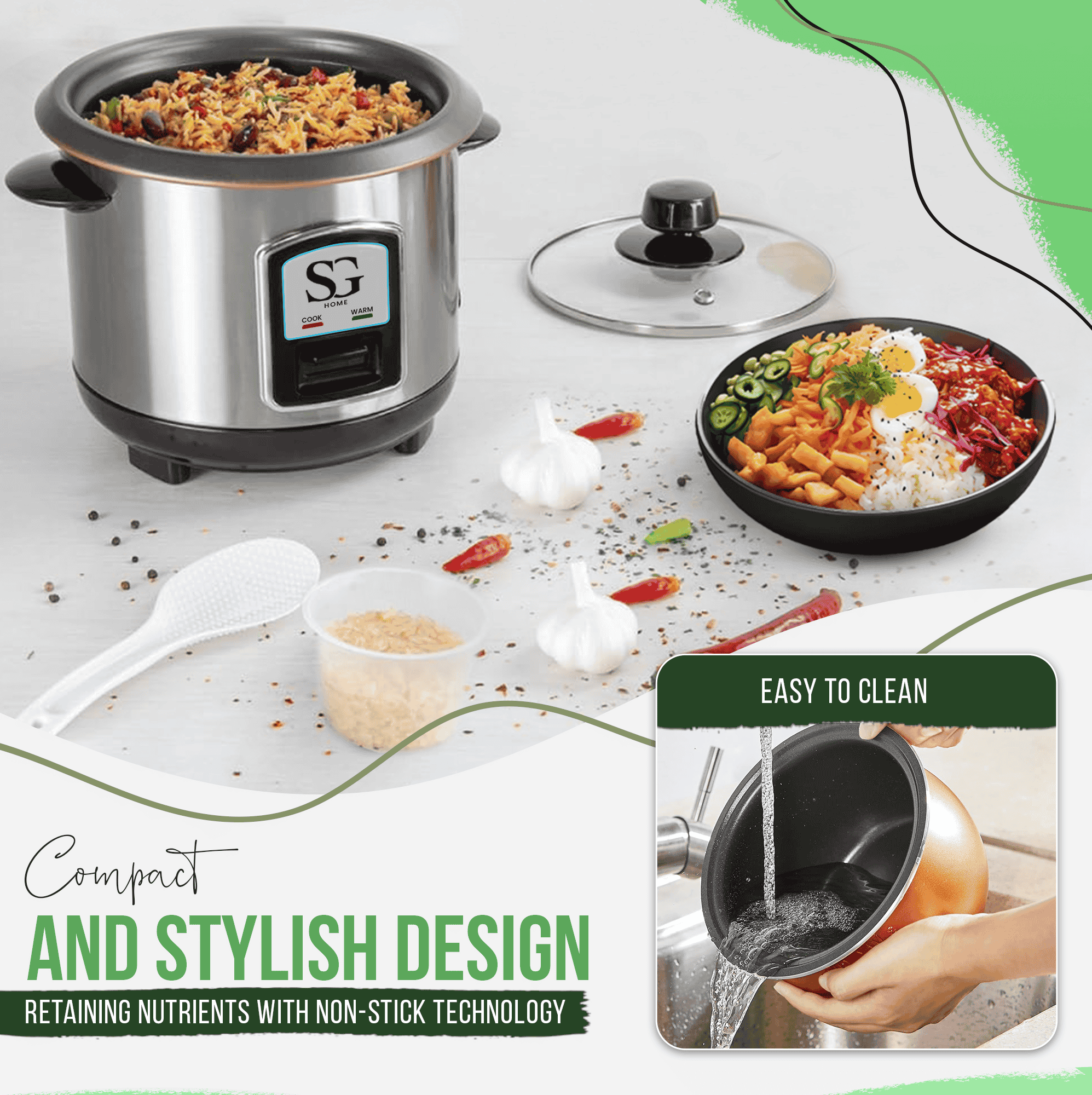SG Traders Electric Rice Cooker with Steamer Warmer