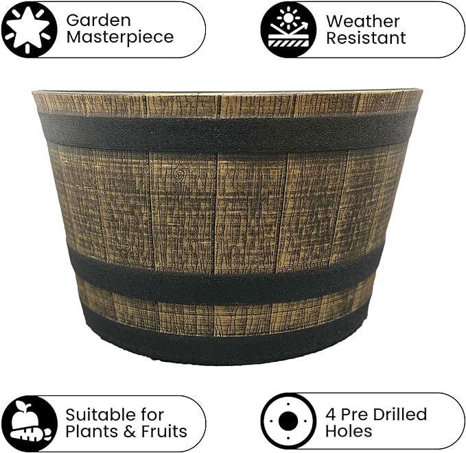 SG Traders™ Large Half Barrel Cask Planter - - 