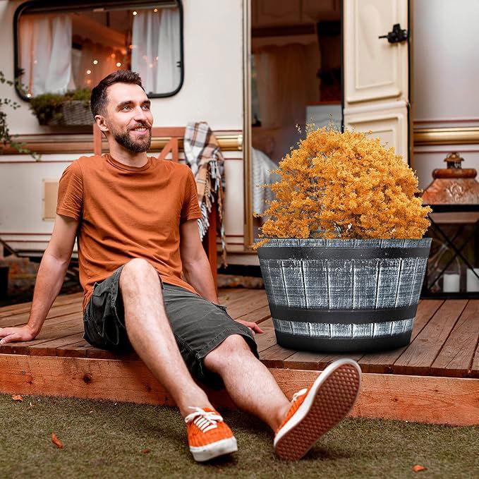 SG Traders™ Large Half Barrel Cask Planter - - 