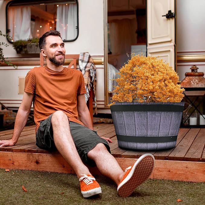 SG Traders™ Large Half Barrel Cask Planter - - 
