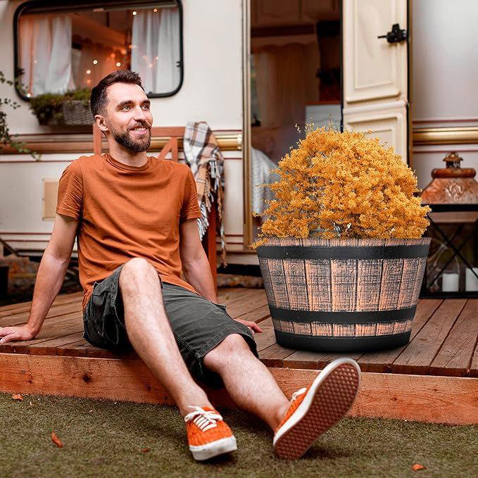 SG Traders™ Large Half Barrel Cask Planter - - 