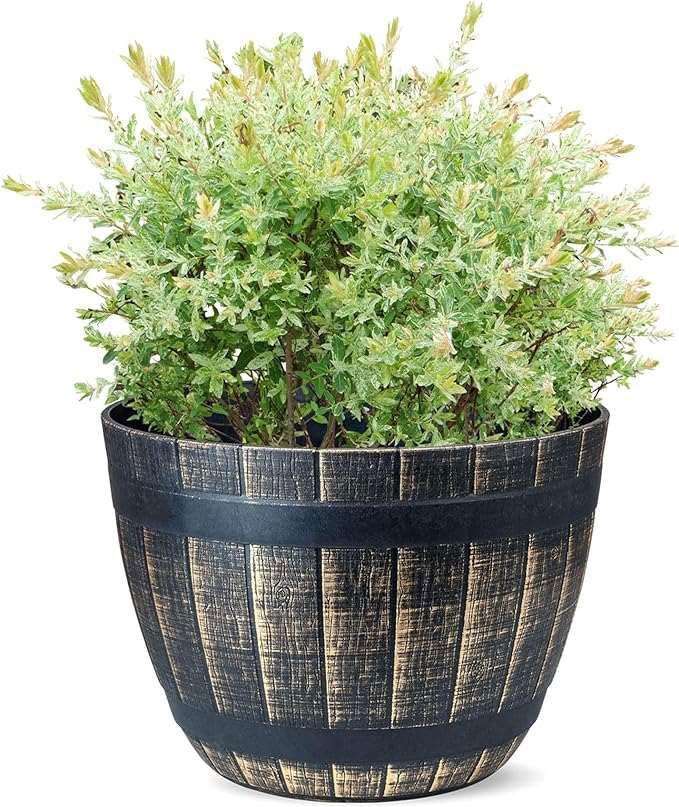 SG Traders Large Round Plastic Barrel Tub Planter - - 