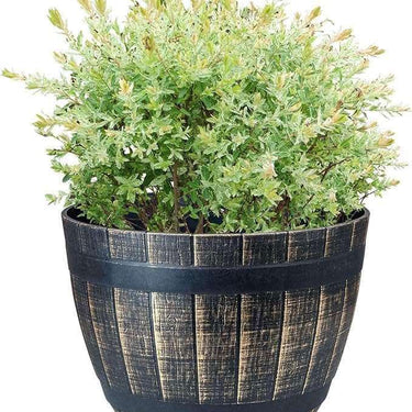 SG Traders Large Round Plastic Barrel Tub Planter - - 