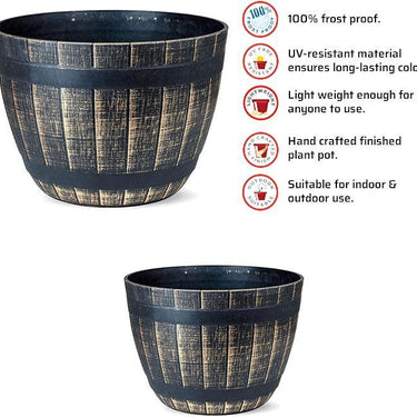 SG Traders Large Round Plastic Barrel Tub Planter - - 