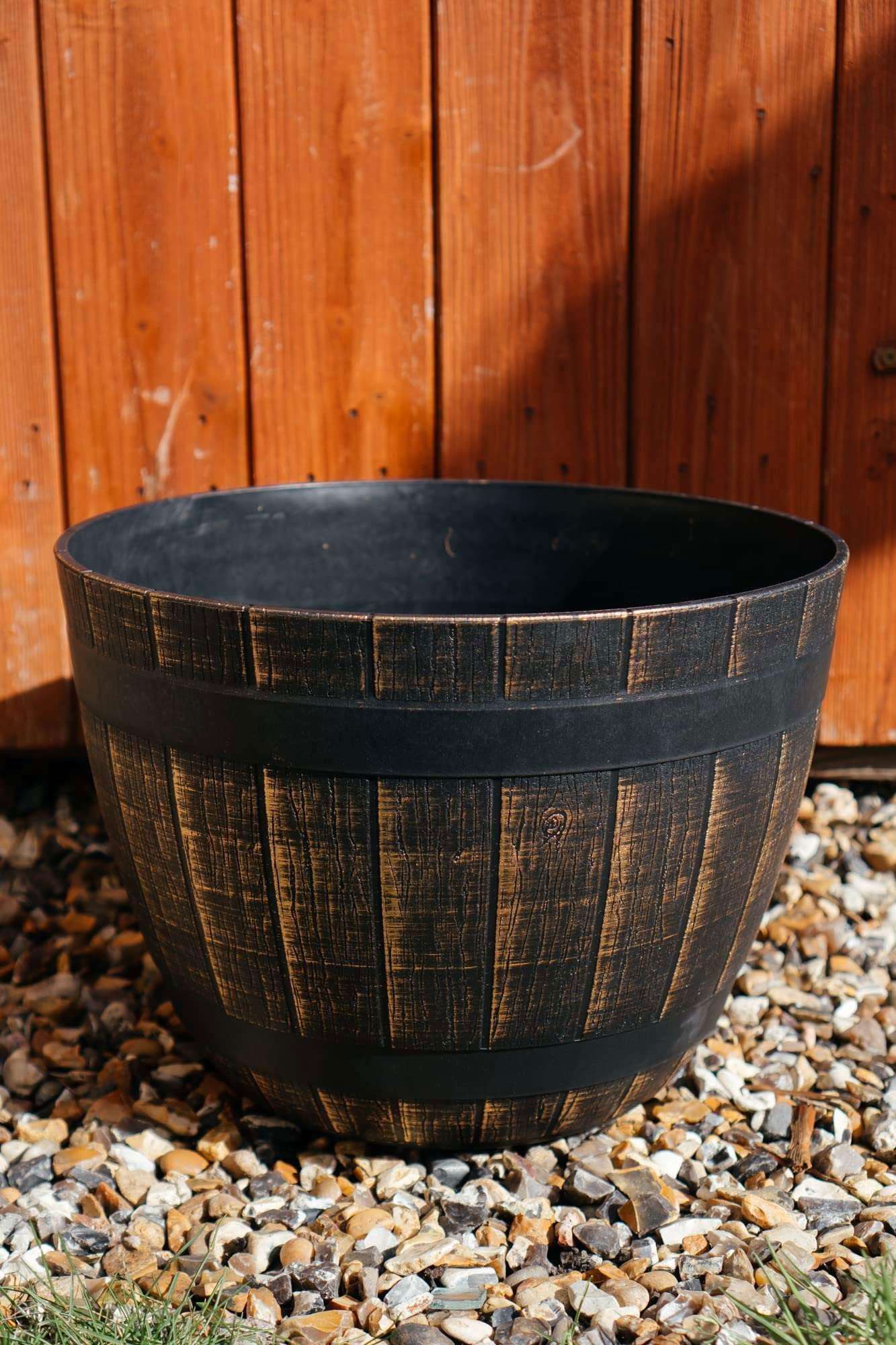 SG Traders Large Round Plastic Barrel Tub Planter - - 