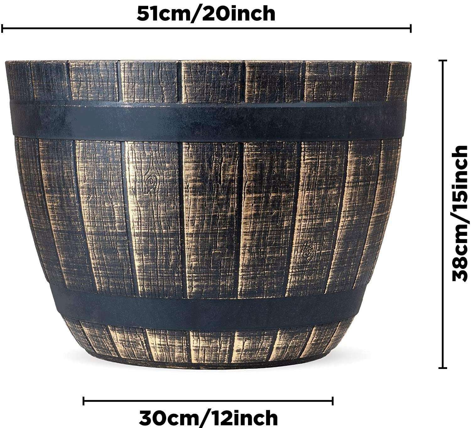 SG Traders Large Round Plastic Barrel Tub Planter - - 