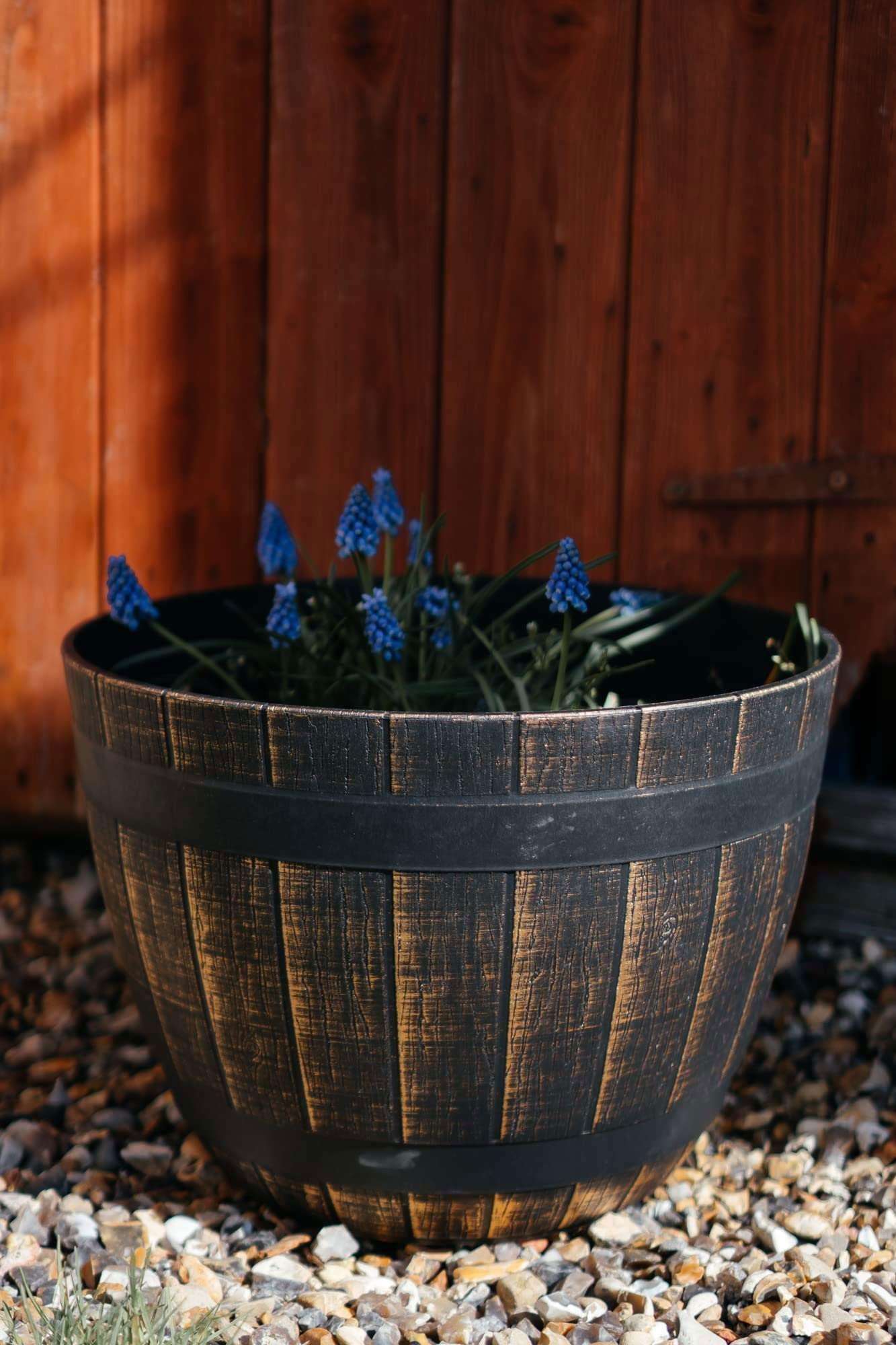 SG Traders Large Round Plastic Barrel Tub Planter - - 