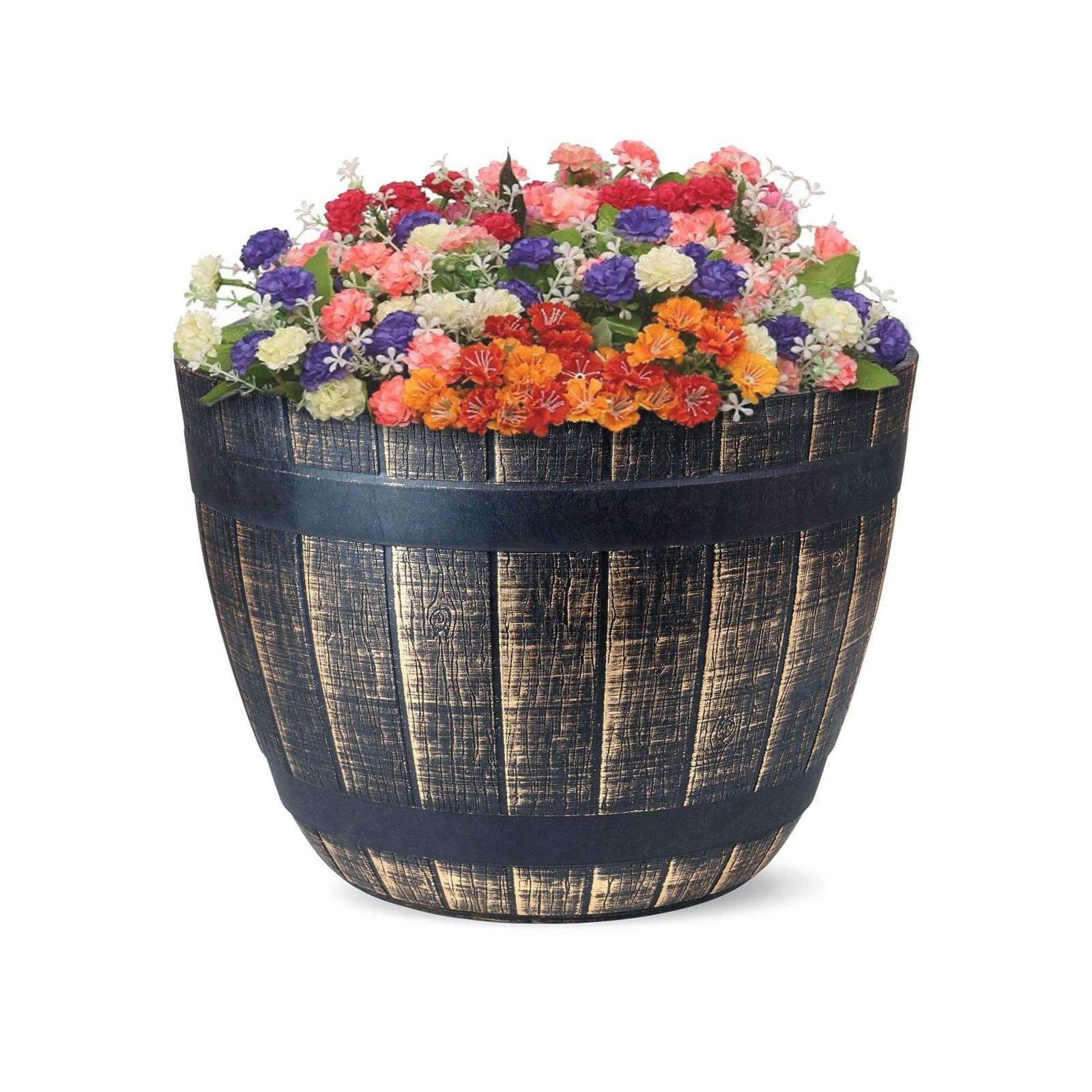 SG Traders Large Round Plastic Barrel Tub Planter - - 
