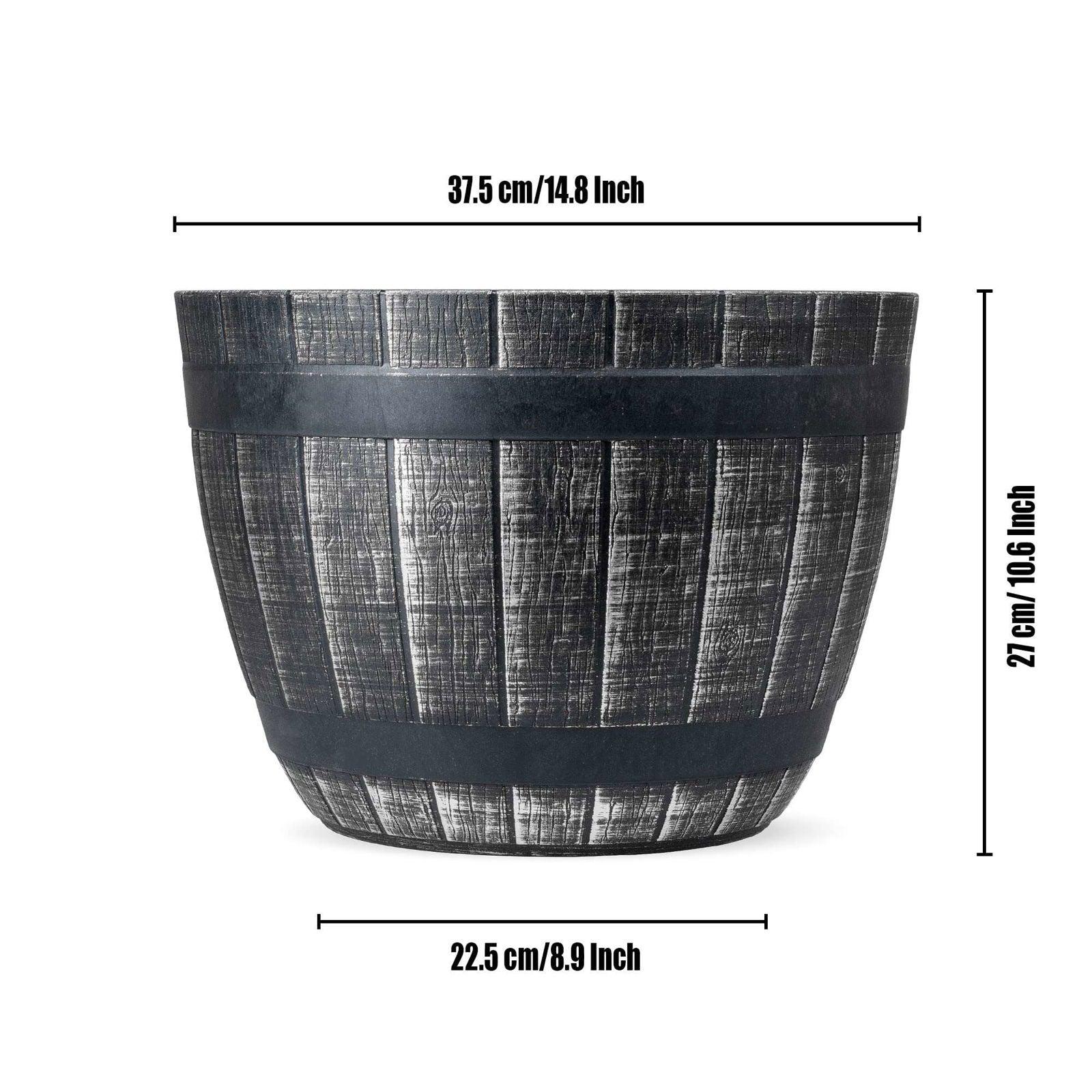 SG Traders Large Round Plastic Barrel Tub Planter - - 