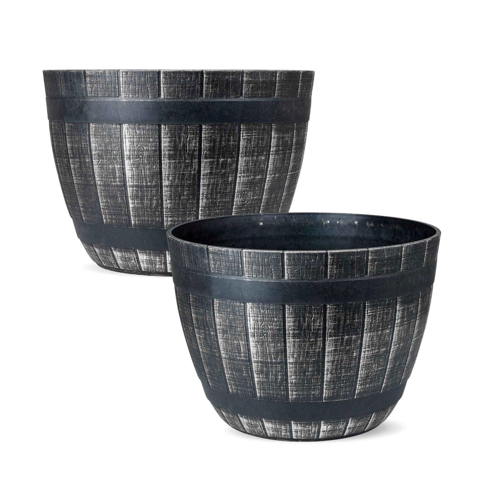 SG Traders Large Round Plastic Barrel Tub Planter - - 