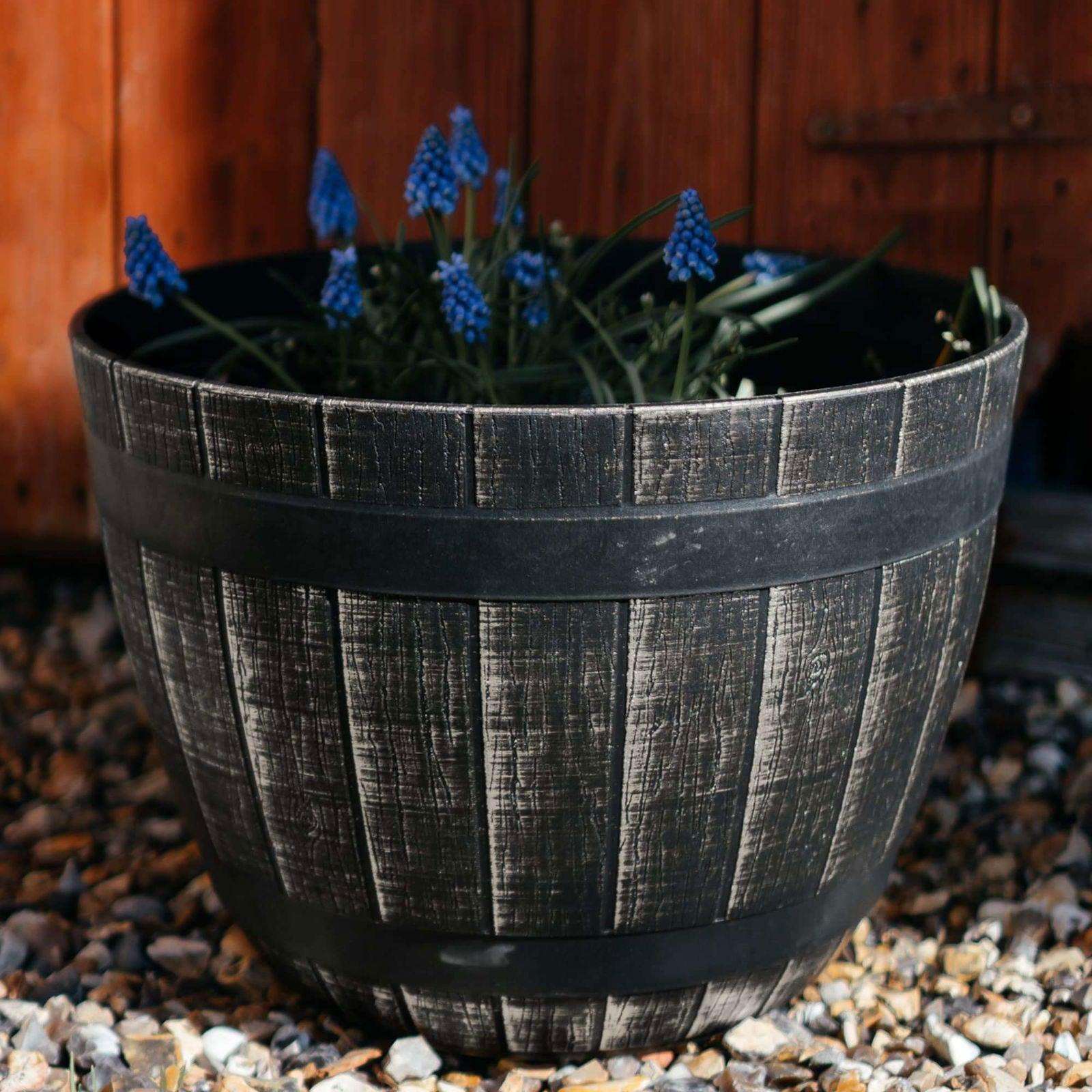 SG Traders Large Round Plastic Barrel Tub Planter - - 