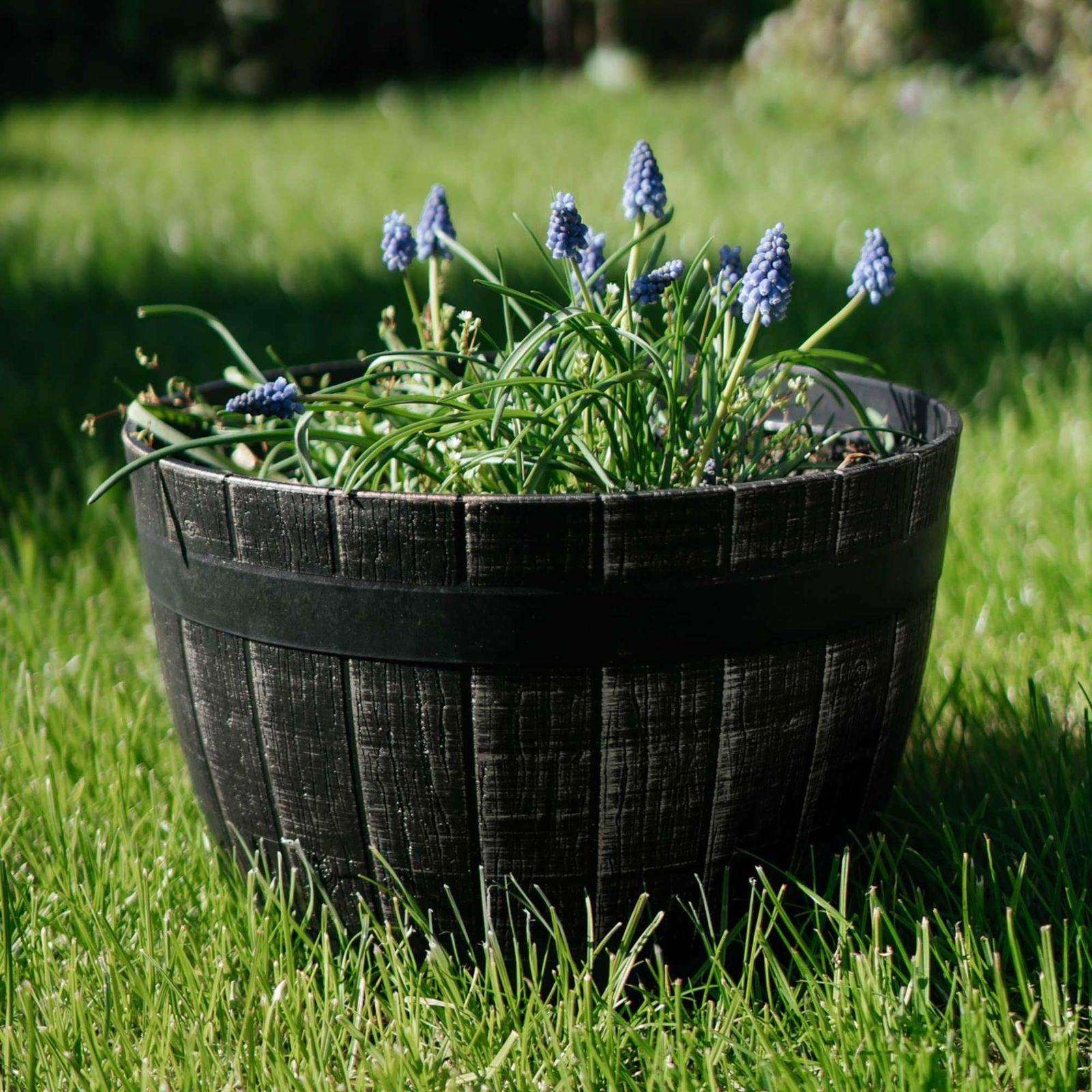 SG Traders Large Round Plastic Barrel Tub Planter - - 