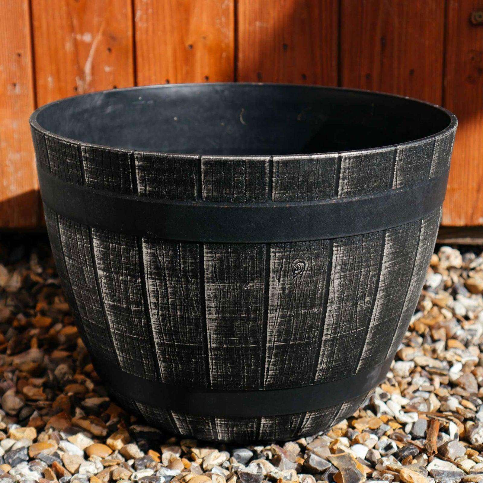 SG Traders Large Round Plastic Barrel Tub Planter - - 