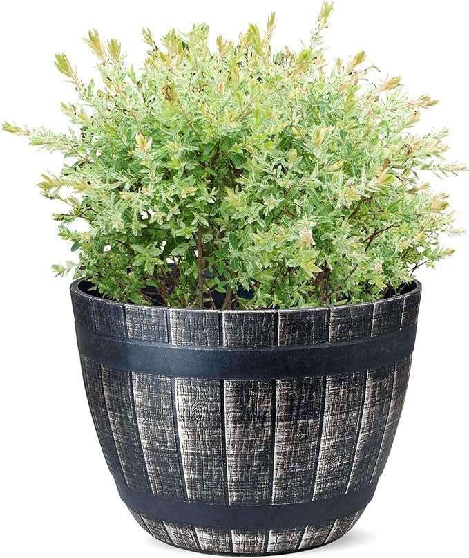 SG Traders Large Round Plastic Barrel Tub Planter - - 