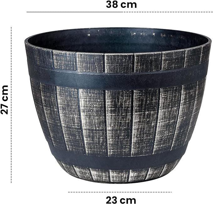 SG Traders Large Round Plastic Barrel Tub Planter - - 