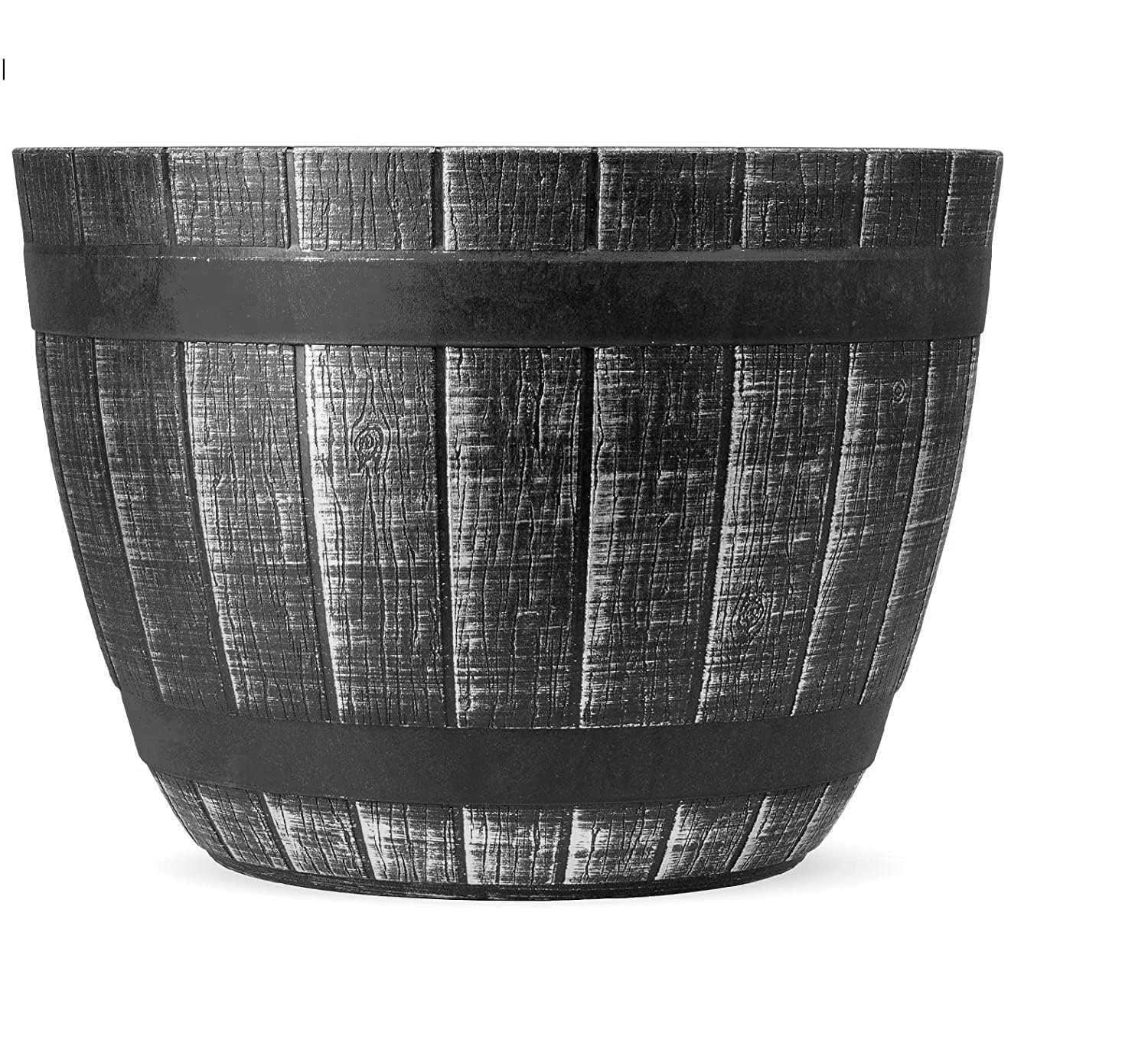 SG Traders Large Round Plastic Barrel Tub Planter - - 