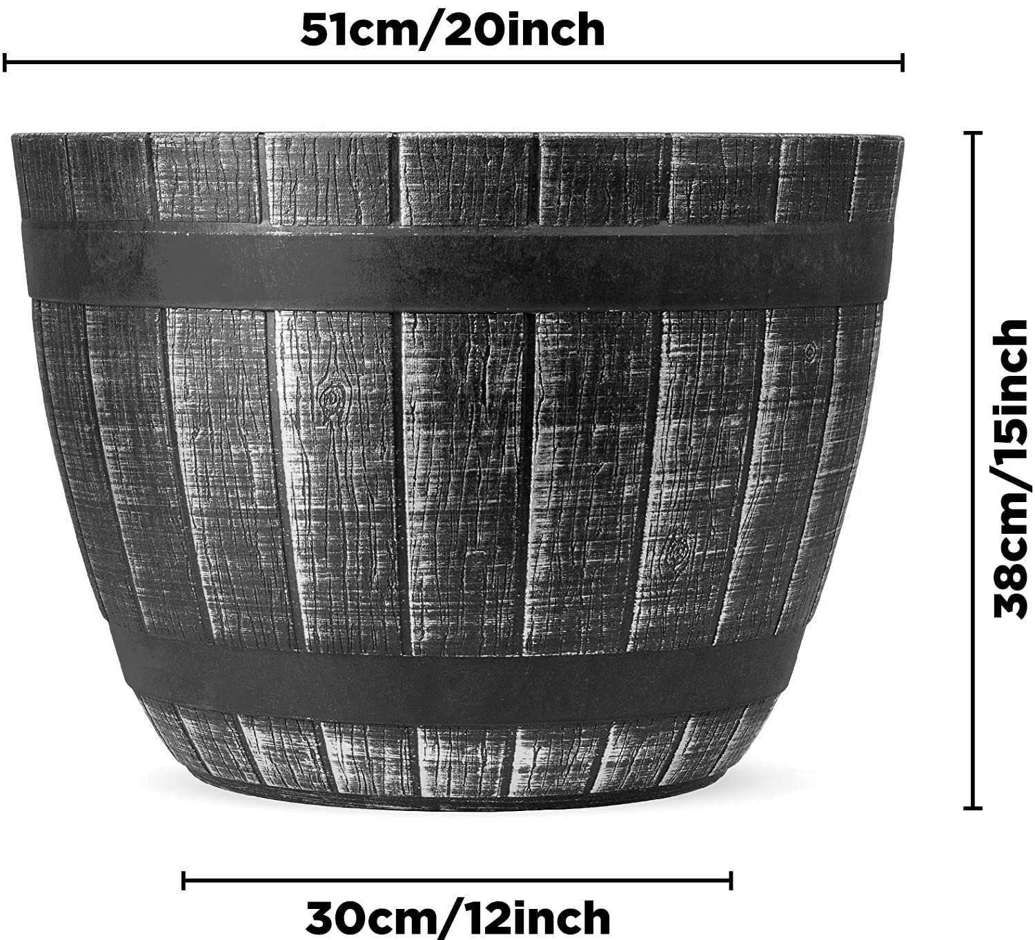 SG Traders Large Round Plastic Barrel Tub Planter - - 