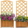 SG Traders Rectangular Wooden Planter With Lattice - - 