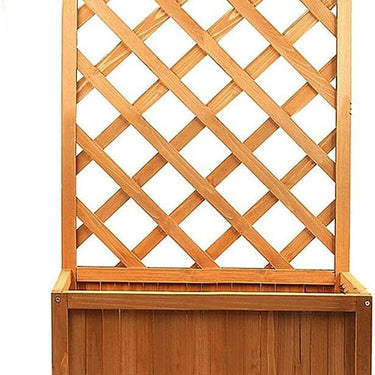 SG Traders Rectangular Wooden Planter With Lattice - - 