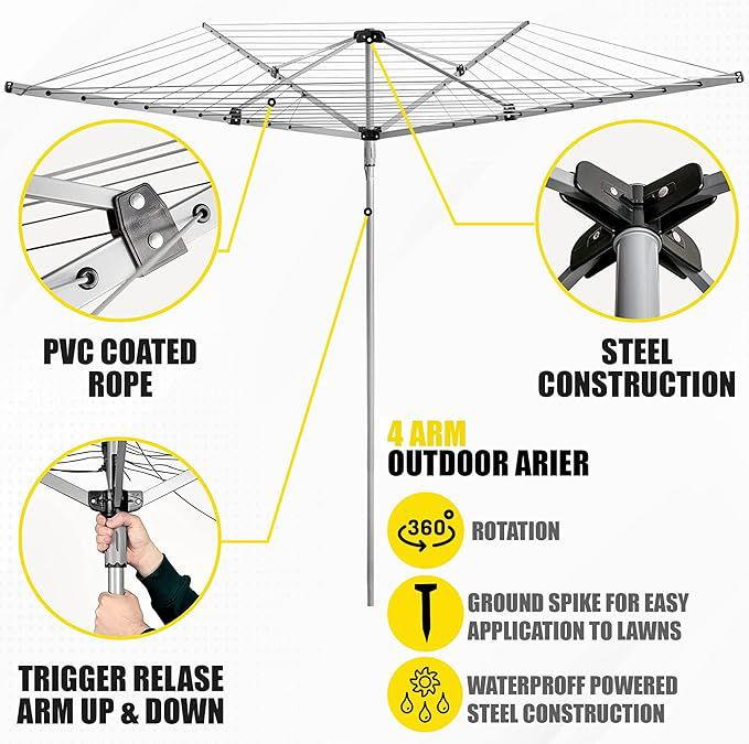 SG Traders™ Rotary Washing Line 30, 40, 45, 50 and 60m - - 