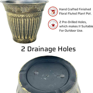 SG Traders Round Large Floral Design Garden Plant Pot (Pack of 2) - - 