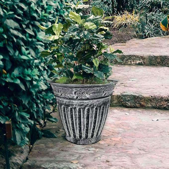 SG Traders Round Large Floral Design Garden Plant Pot (Pack of 2) - - 