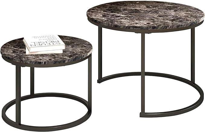 SG Traders Round Nested Coffee Table - Set of 2 - - 