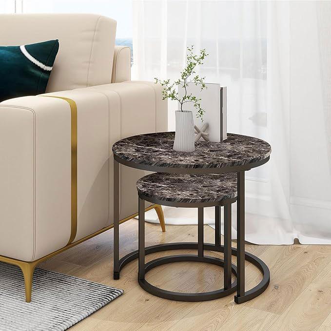 SG Traders Round Nested Coffee Table - Set of 2 - - 