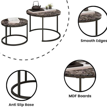 SG Traders Round Nested Coffee Table - Set of 2 - - 