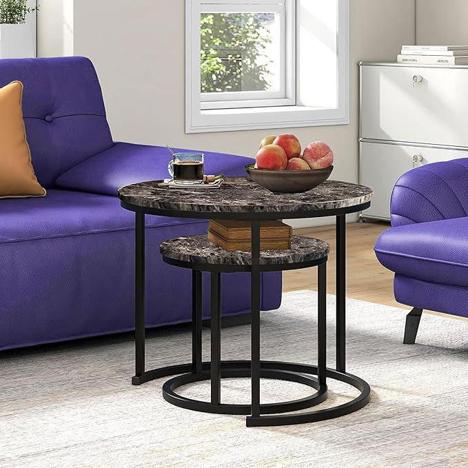 SG Traders Round Nested Coffee Table - Set of 2 - - 