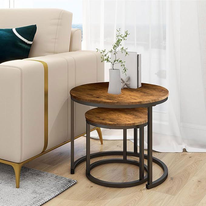 SG Traders Round Nested Coffee Table - Set of 2 - - 