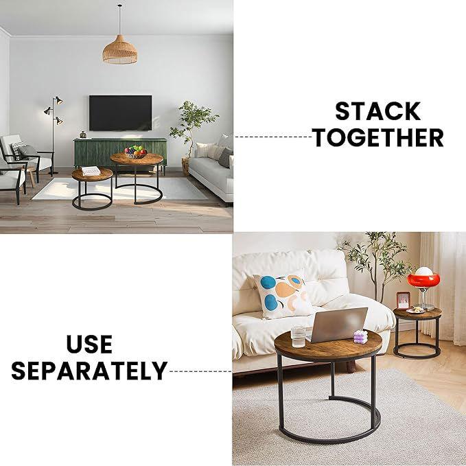 SG Traders Round Nested Coffee Table - Set of 2 - - 