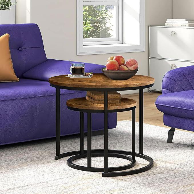 SG Traders Round Nested Coffee Table - Set of 2 - - 