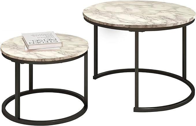 SG Traders Round Nested Coffee Table - Set of 2 - - 